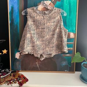 SHEIN Black and Tan Textured Skort Set L